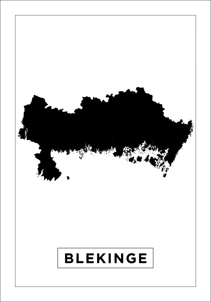 Kart - Blekinge - Hvit Plakat