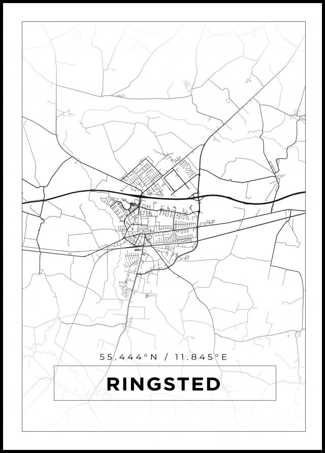 Kart - Ringsted - Hvit Plakat