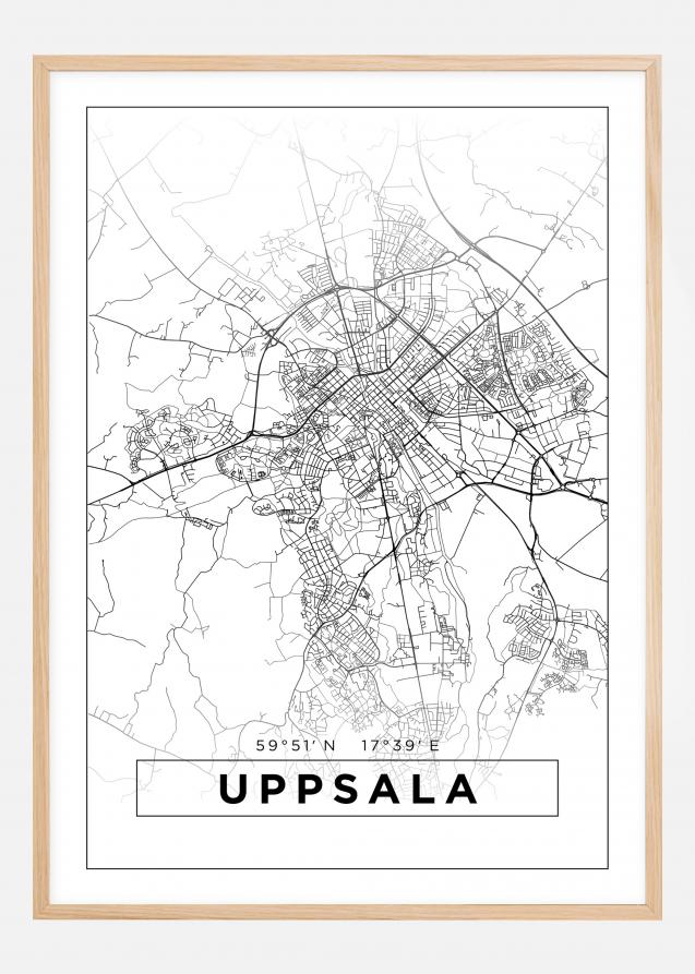 Kart - Uppsala - Poster - Hvit Plakat