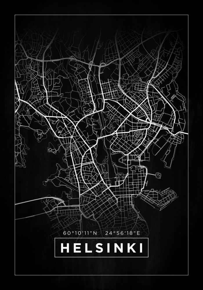 Kart - Helsinki - Svart Plakat