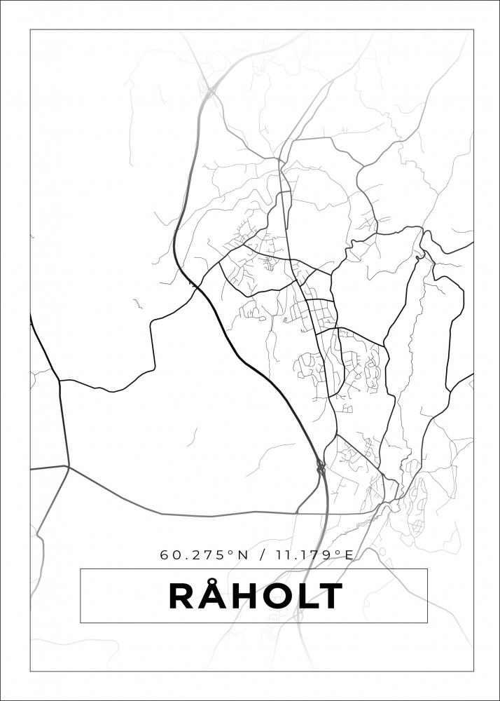 Kart - Rholt - Hvit Plakat