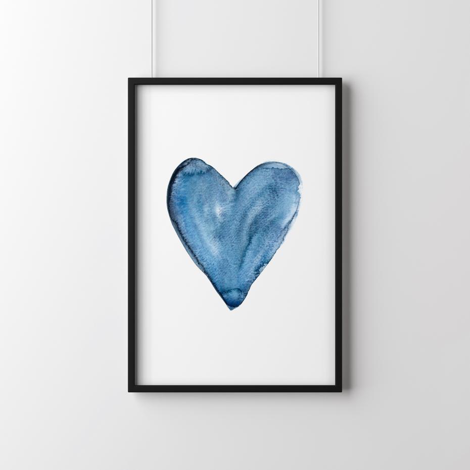Heart in watercolor blue