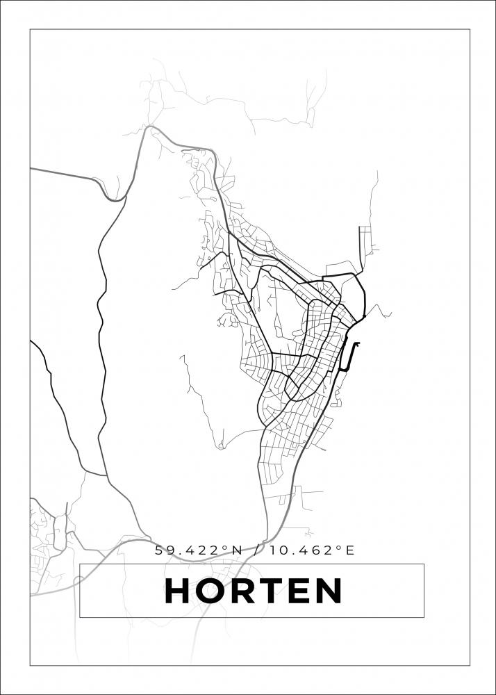 Kart - Horten - Hvit Plakat