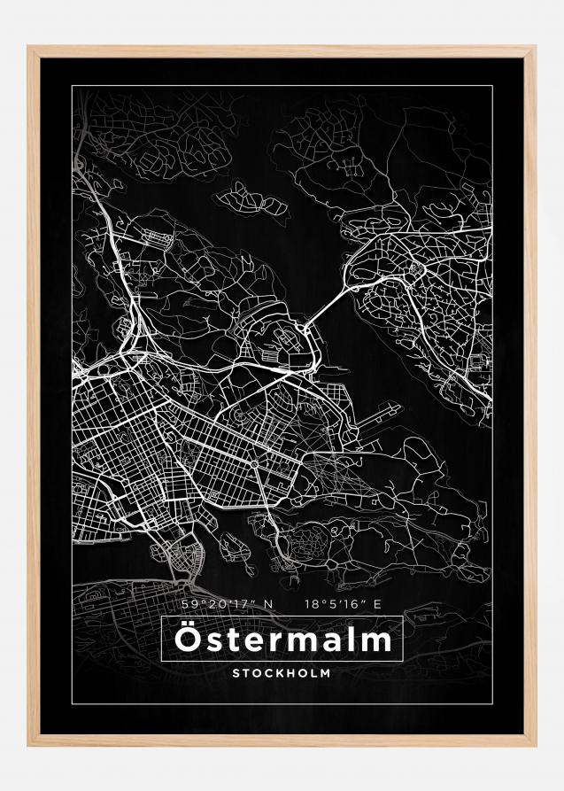 Kart - Östermalm - Svart Plakat