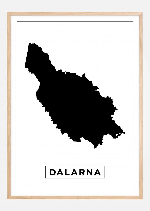 Kart - Dalarna - Hvit Plakat