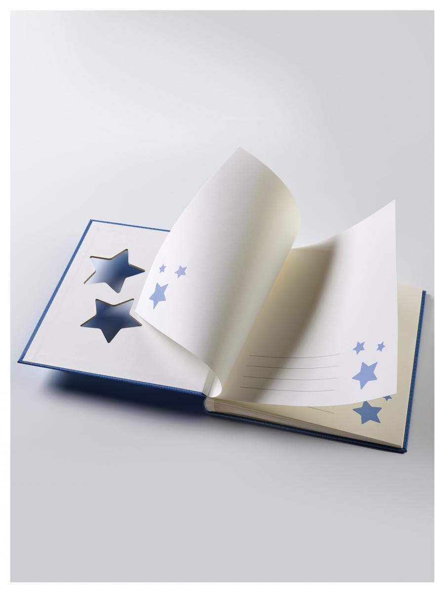 Estrella Babyalbum Blå - 28x30,5 cm (50 Hvite sider / 25 ark)