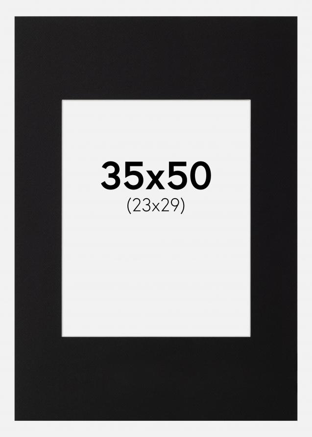 Passepartout Svart Standard (Hvit kjerne) 35x50 cm (23x29)