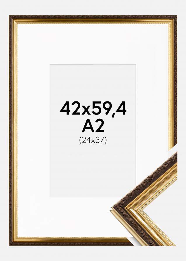 Ramme Abisko Gull 42x59,4 cm (A2) - Passepartout Hvit 25x38 cm