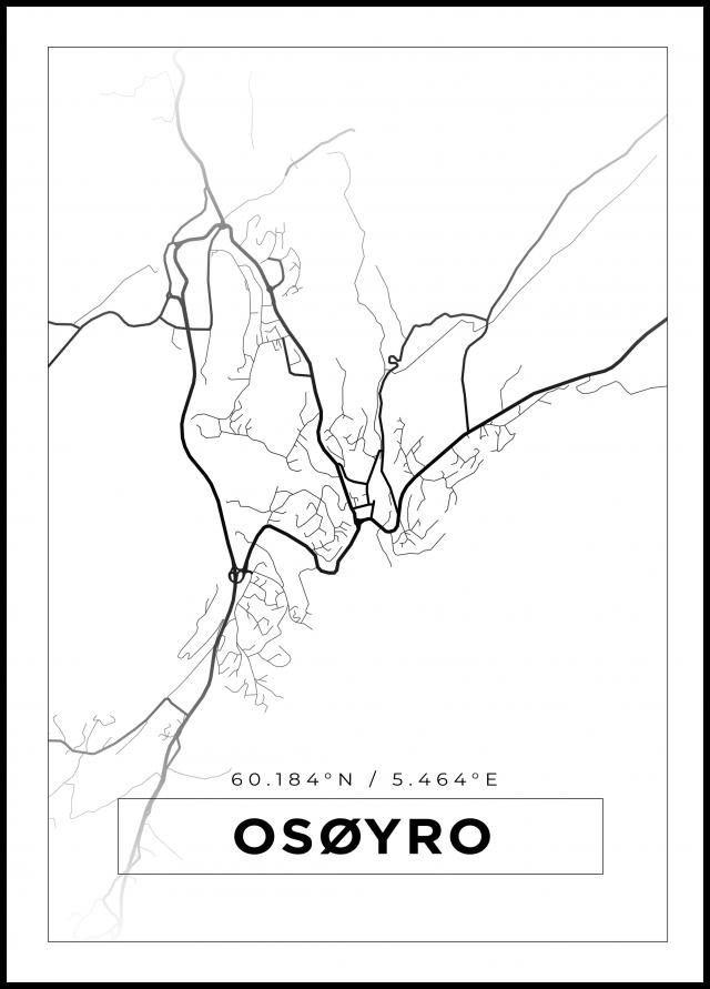 Kart - Osøyro - Hvit Plakat