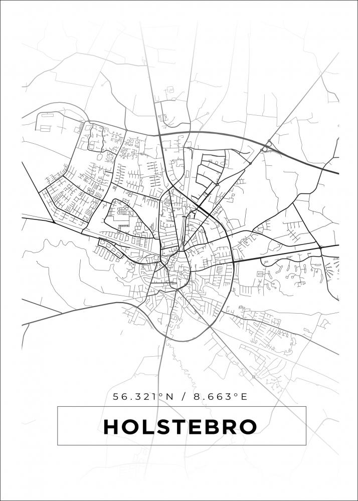 Kart - Holstebro - Hvit Plakat
