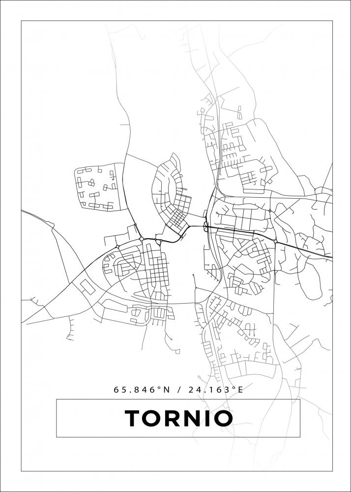 Kart - Tornio - Hvit Plakat