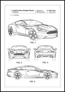 Patent Print - Aston Martin - White Plakat