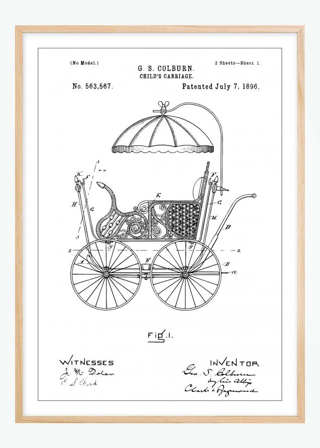 Patenttegning - Barnevogn I - Poster Plakat