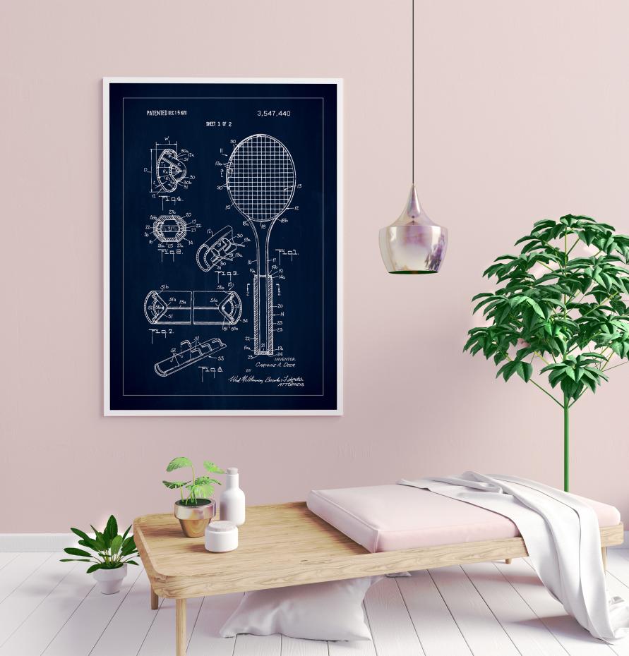 Patent Print - Tennis Racket - Blue