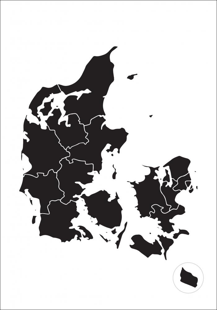 Kart - Danmark - Svart Plakat