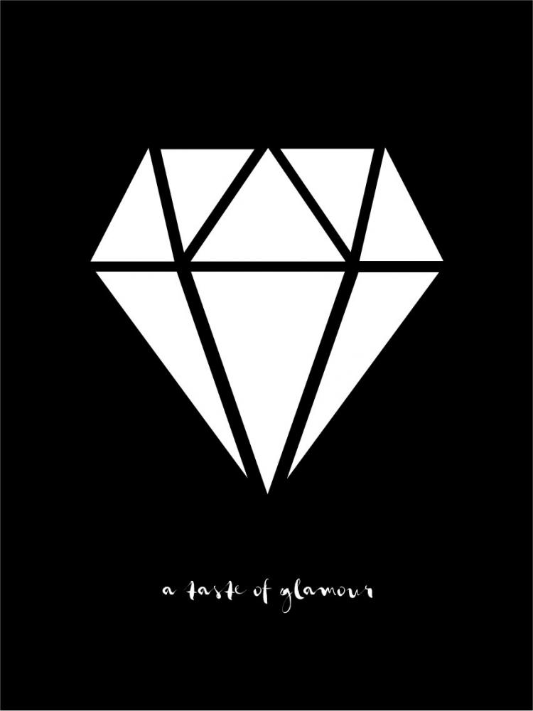 Diamant - Svart med hvitt trykk Plakat