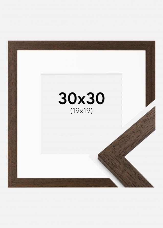 Ramme Brown Wood 30x30 cm - Passepartout Hvit 20x20 cm