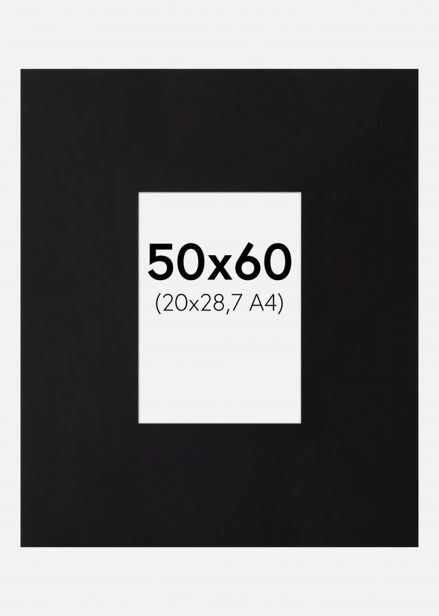 Passepartout XXL Svart (Hvit Kjerne) 50x60 cm (20x28,7)