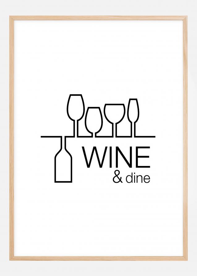 Wine & dine - Hvit med svart trykk Plakat