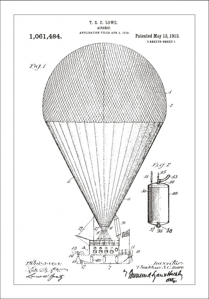 Patenttegning - Luftskip - Hvit