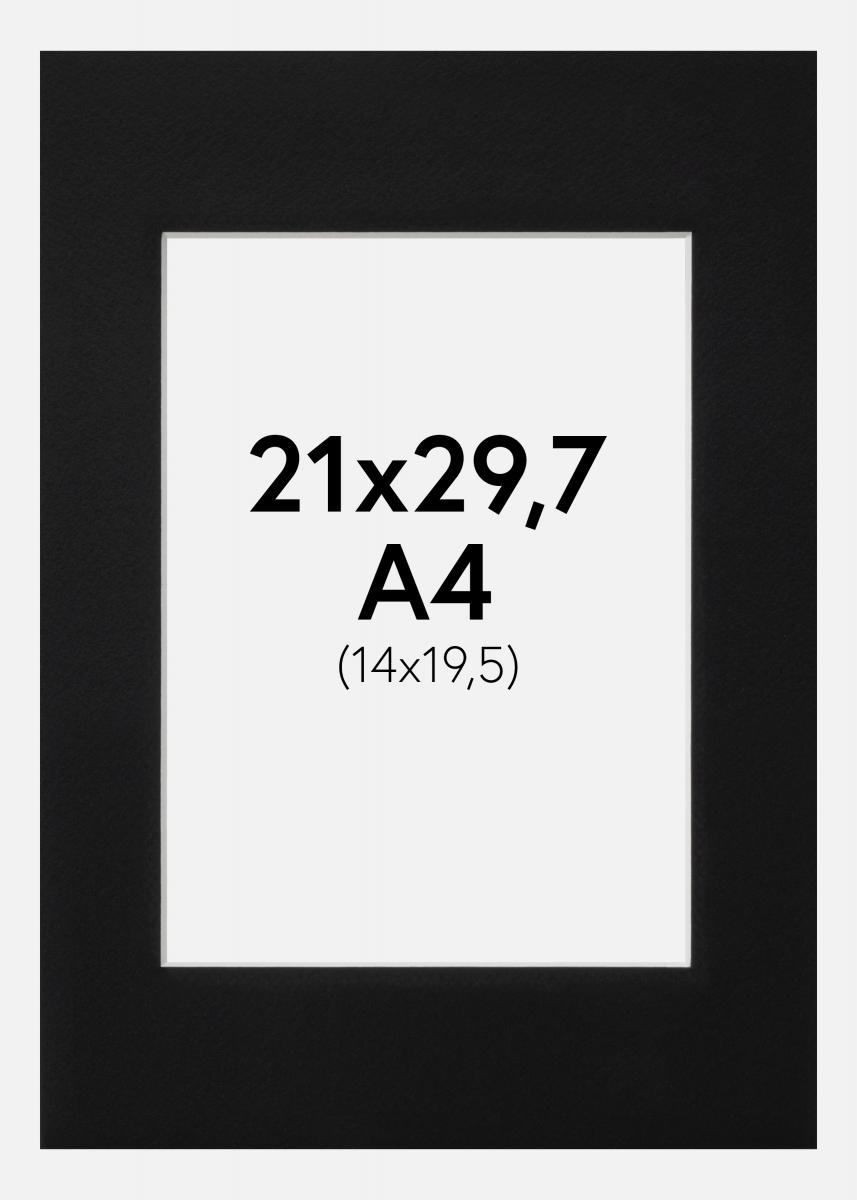Passepartout Svart Standard (Hvit kjerne) 21x29,7 cm (14x19,5)