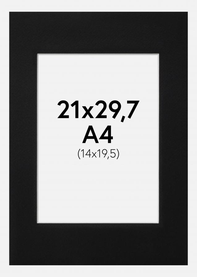 Passepartout Svart Standard (Hvit kjerne) 21x29,7 cm (14x19,5)