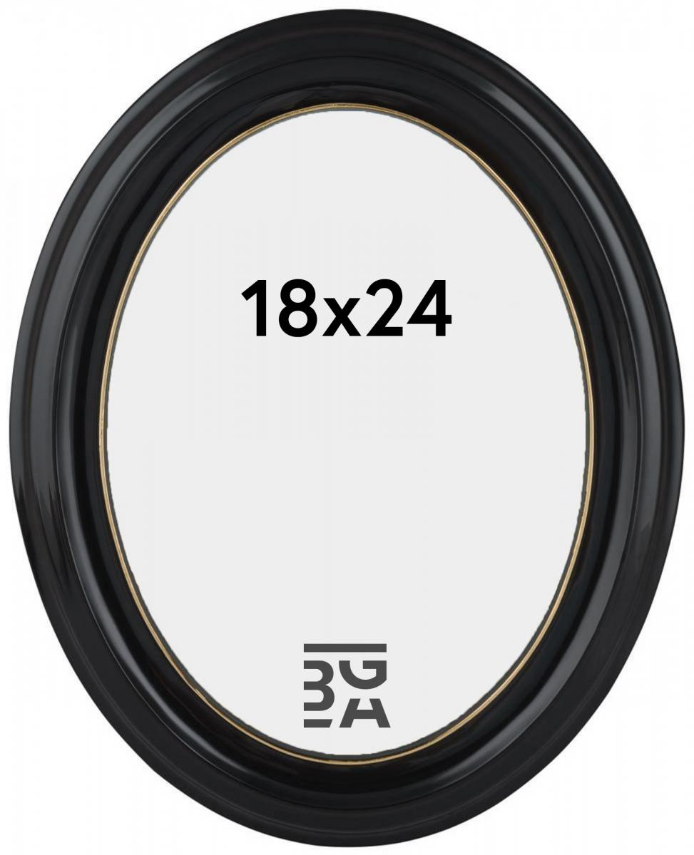 Oval svart bilderamme for 18x24 cm bilde