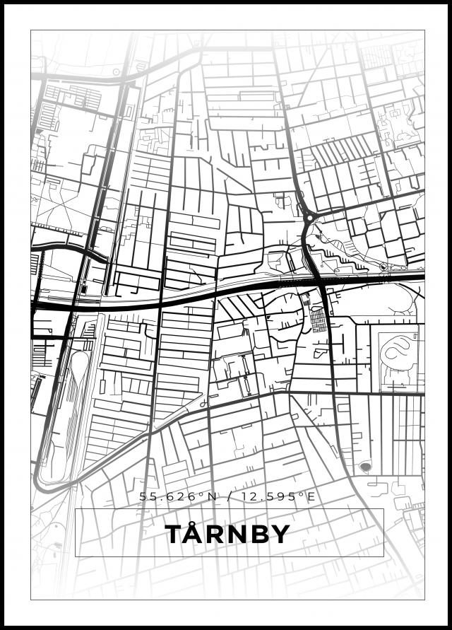 Kart - Tårnby - Hvit Plakat