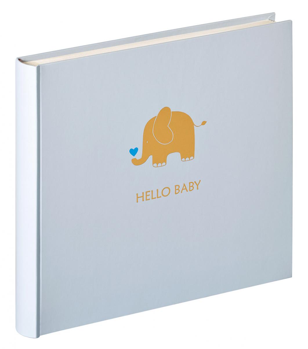Hello Babyalbum Blå - 25x28 cm (50 Hvite sider / 25 ark)