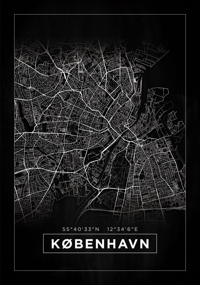 Kart - Kbenhavn - Svart Plakat
