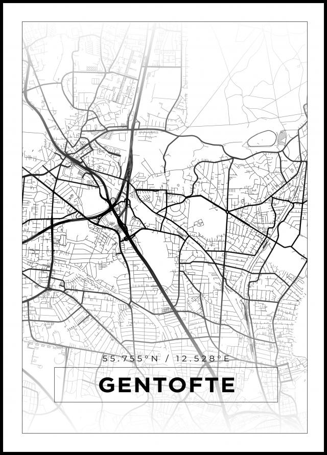 Kart - Gentofte - Hvit Plakat