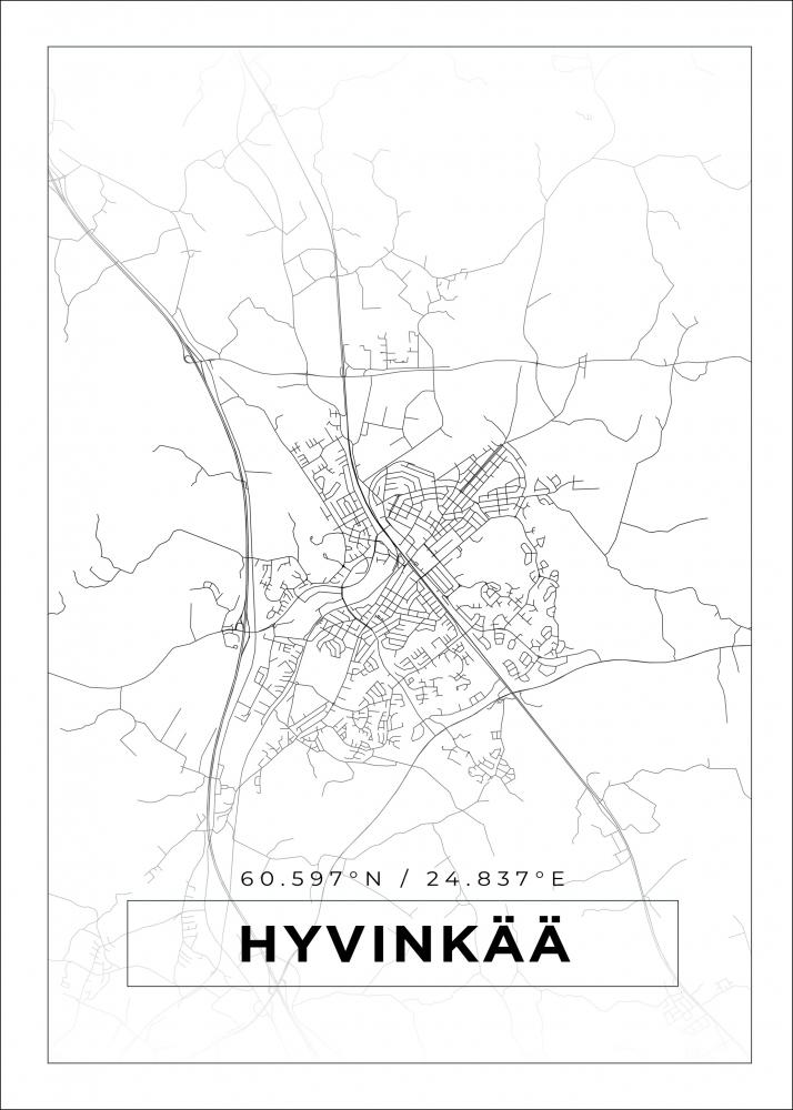 Kart - Hyvink - Hvit Plakat