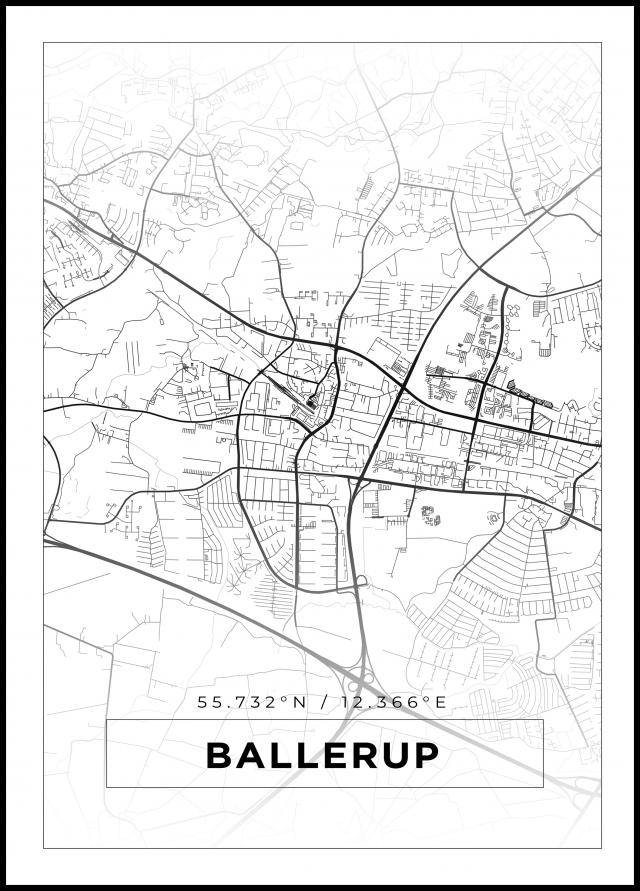 Kart - Ballerup - Hvit Plakat