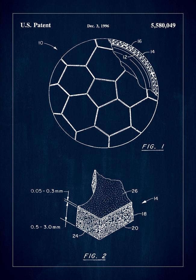 Patent Print - Football - Blue Plakat