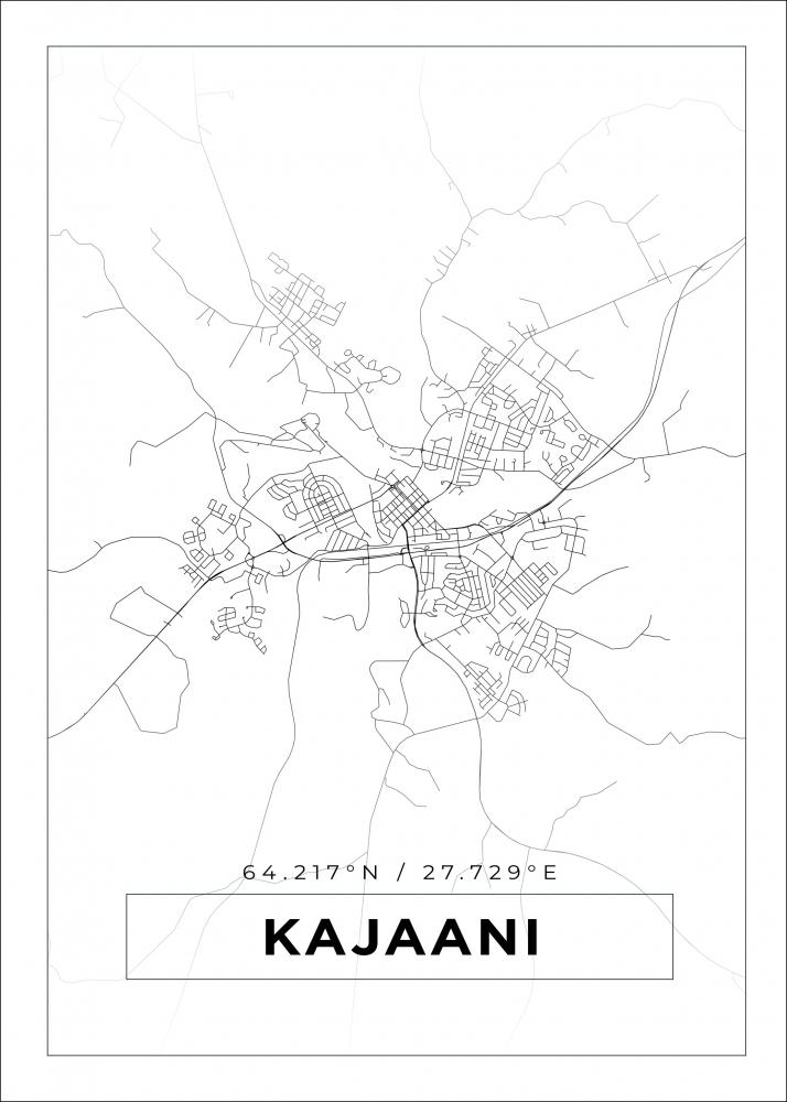 Kart - Kajaani - Hvit Plakat