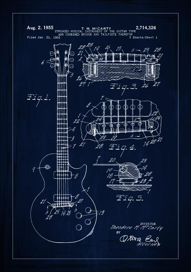 Patenttegning - El-gitar I - Bl Plakat