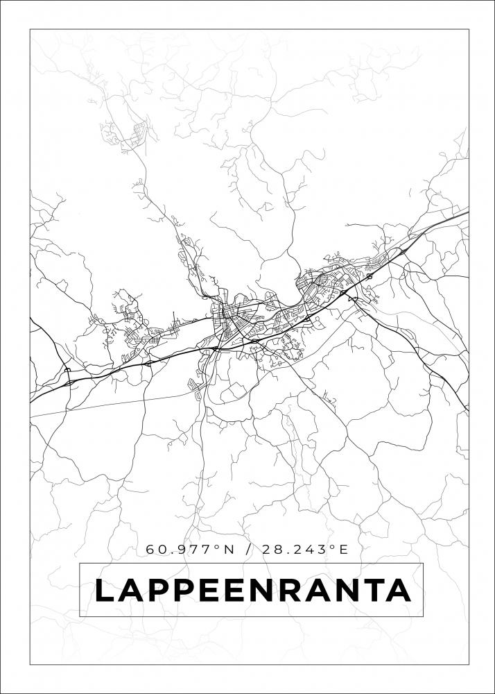 Kart - Lappeenranta - Hvit Plakat