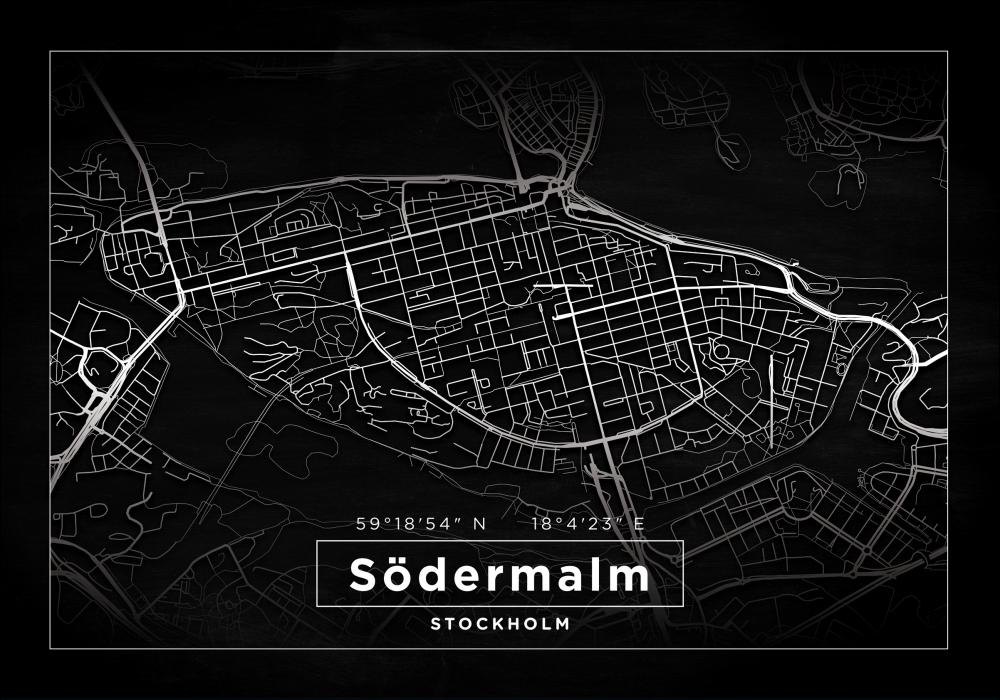 Kart - Sdermalm - Svart Plakat