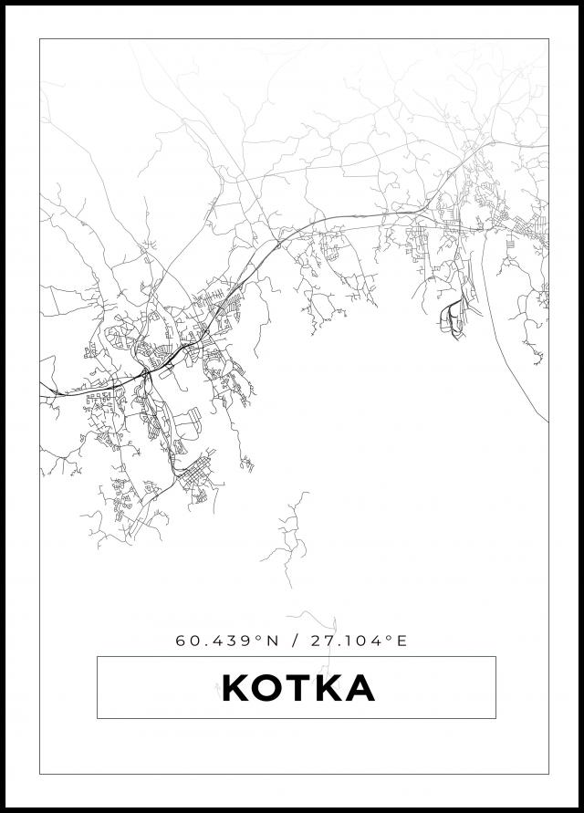Kart - Kotka - Hvit Plakat