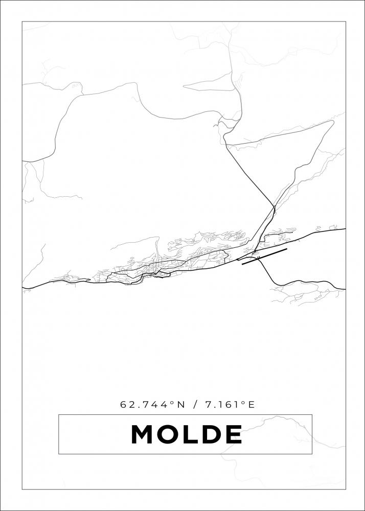 Kart - Molde - Hvit Plakat