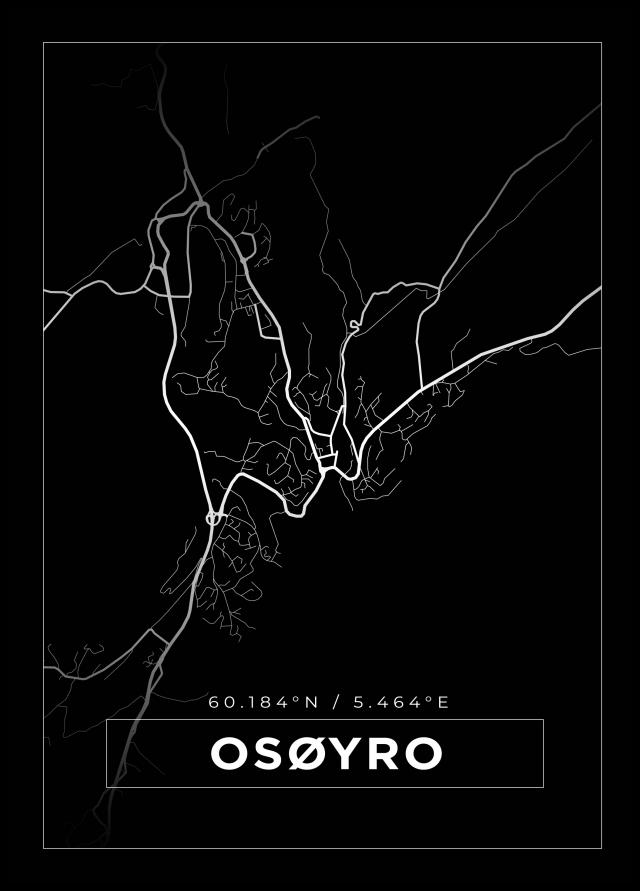 Kart - Osøyro - Svart Plakat