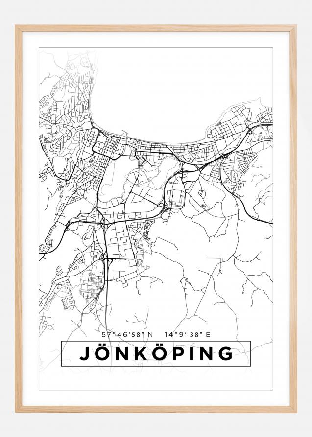 Kart - Jönköping - Poster - Hvit Plakat