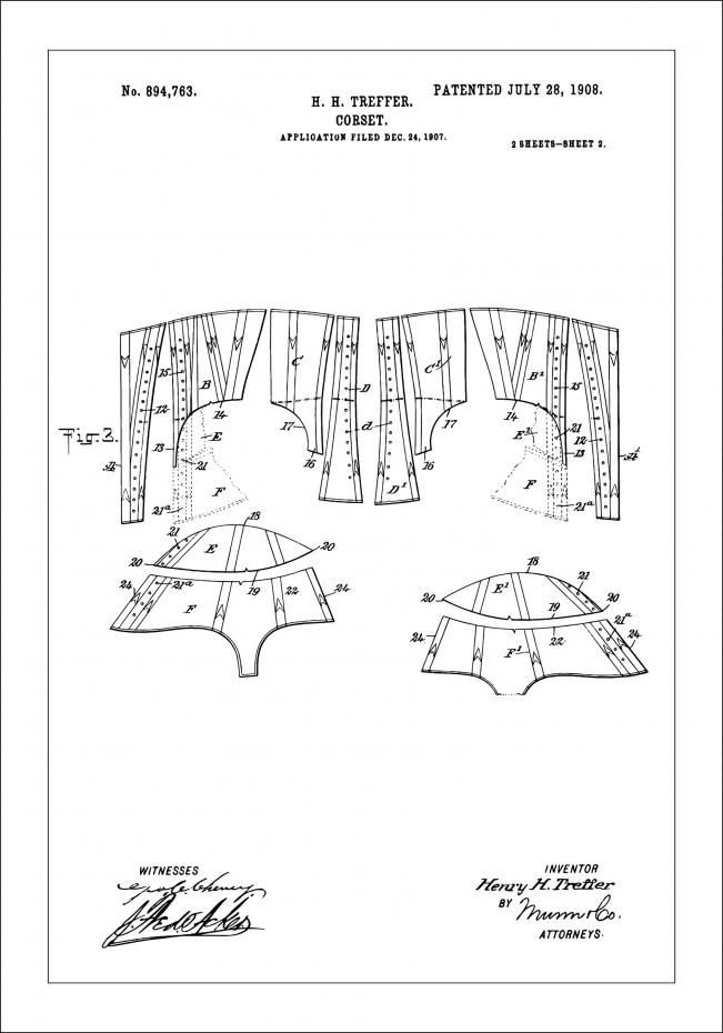 Patenttegning - Korsett II - Poster