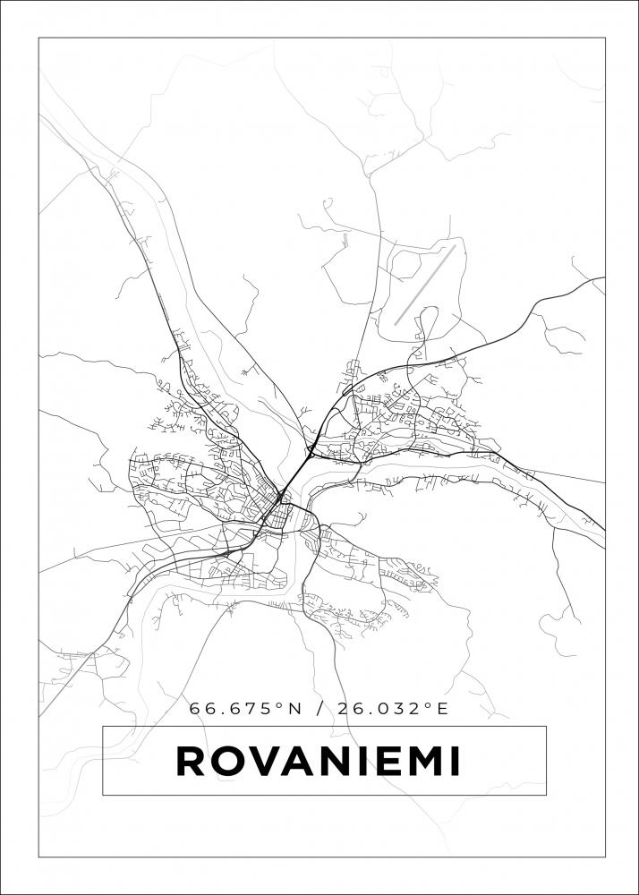 Kart - Rovaniemi - Hvit Plakat