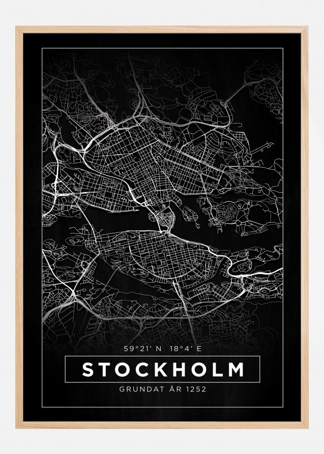 Kart - Stockholm - Poster - Svart Plakat