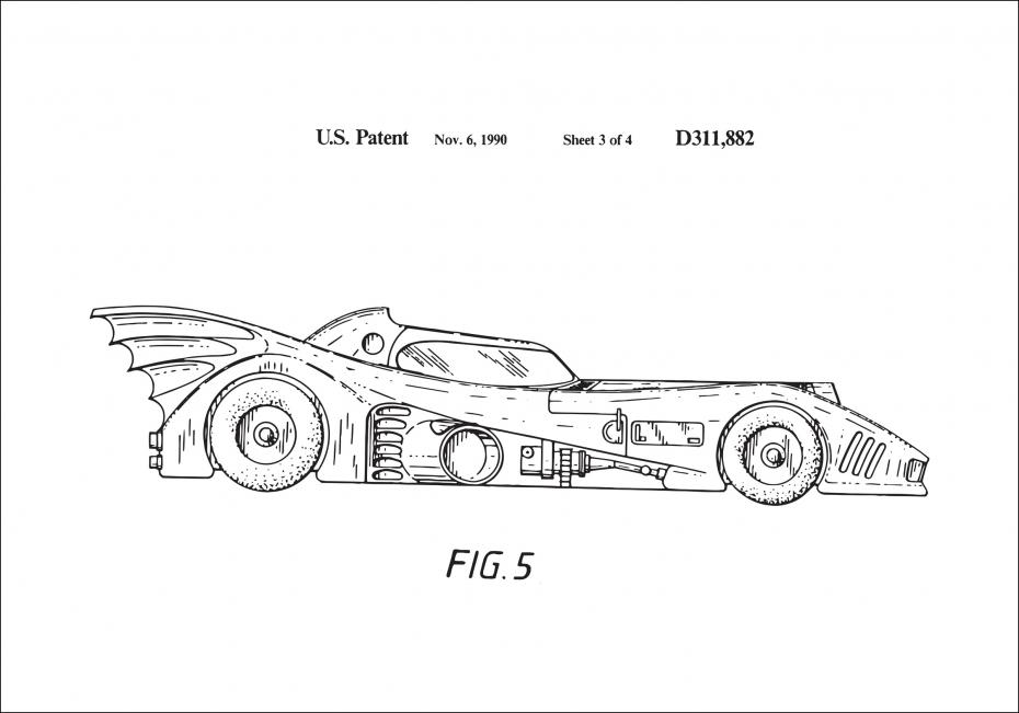 Patenttegning - Batman - Batmobile 1990 III - Plakat
