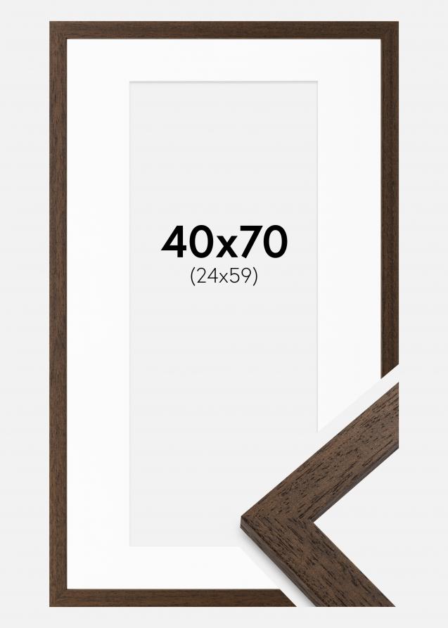 Ramme Brown Wood 40x70 cm - Passepartout Hvit 25x60 cm
