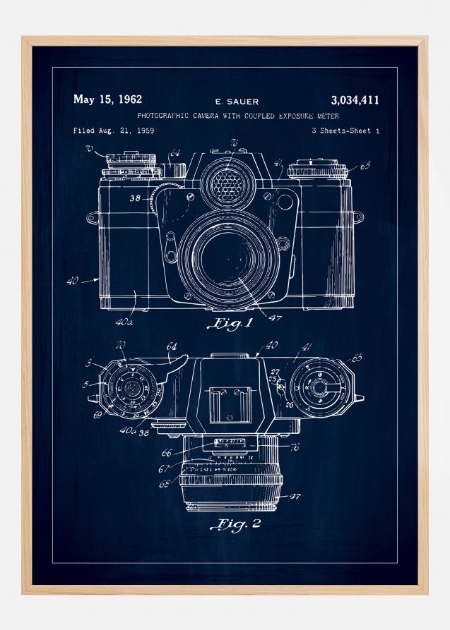 Patenttegning - Kamera I - Blå Plakat
