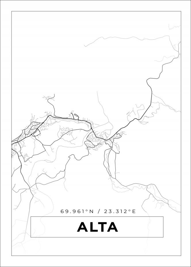 Kart - Alta - Hvit Plakat