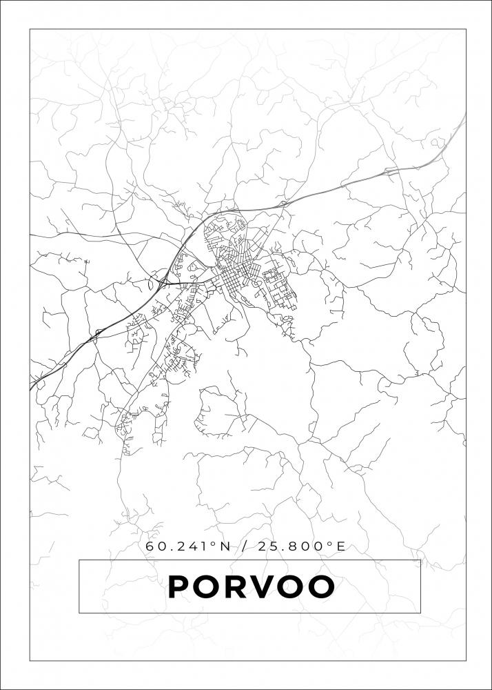 Kart - Porvoo - Hvit Plakat
